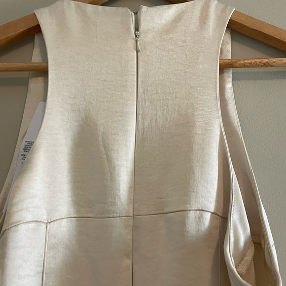 ASOS DESIGN satin racer neck mini dress in oyster - Picture 3 of 7